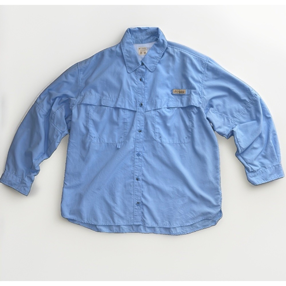 Columbia PFG Women's XL Blue Long Sleeve Fishing Shirt Omni-Shade